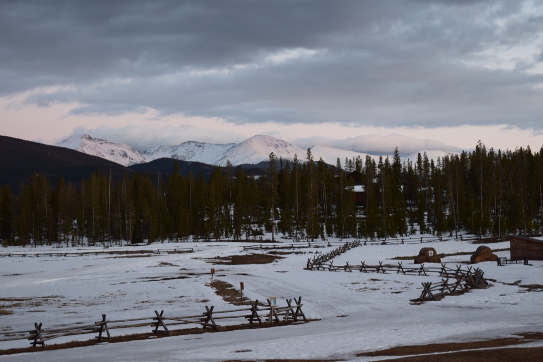 The mountains beyond Devil's Thumb Ranch