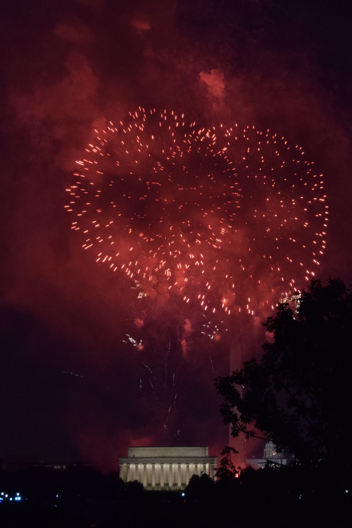 Red over the Lincoln Memorial