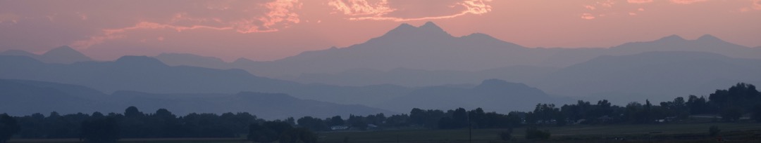 Long view of the pink sunset