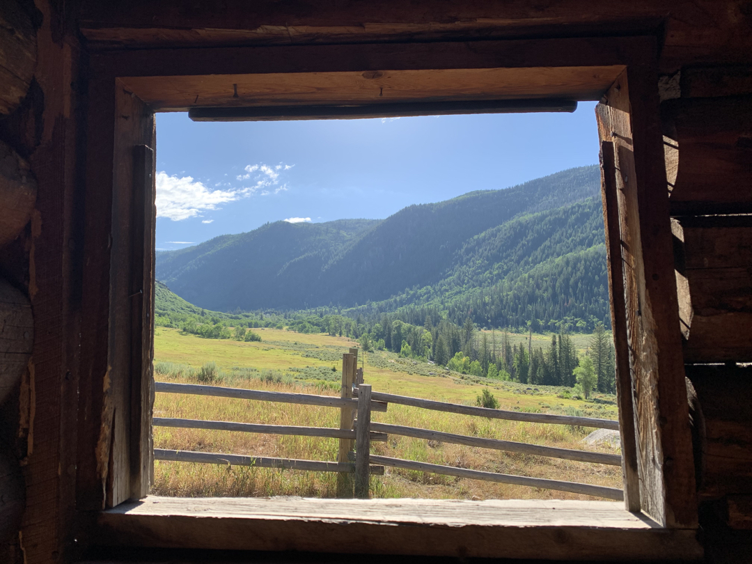 Framed through the barn window