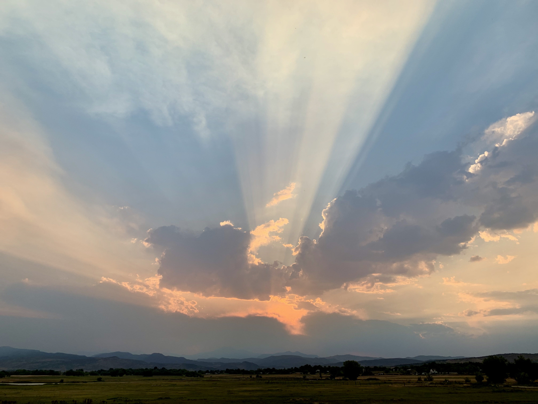 Dramatic sunset due to wildfire smoke