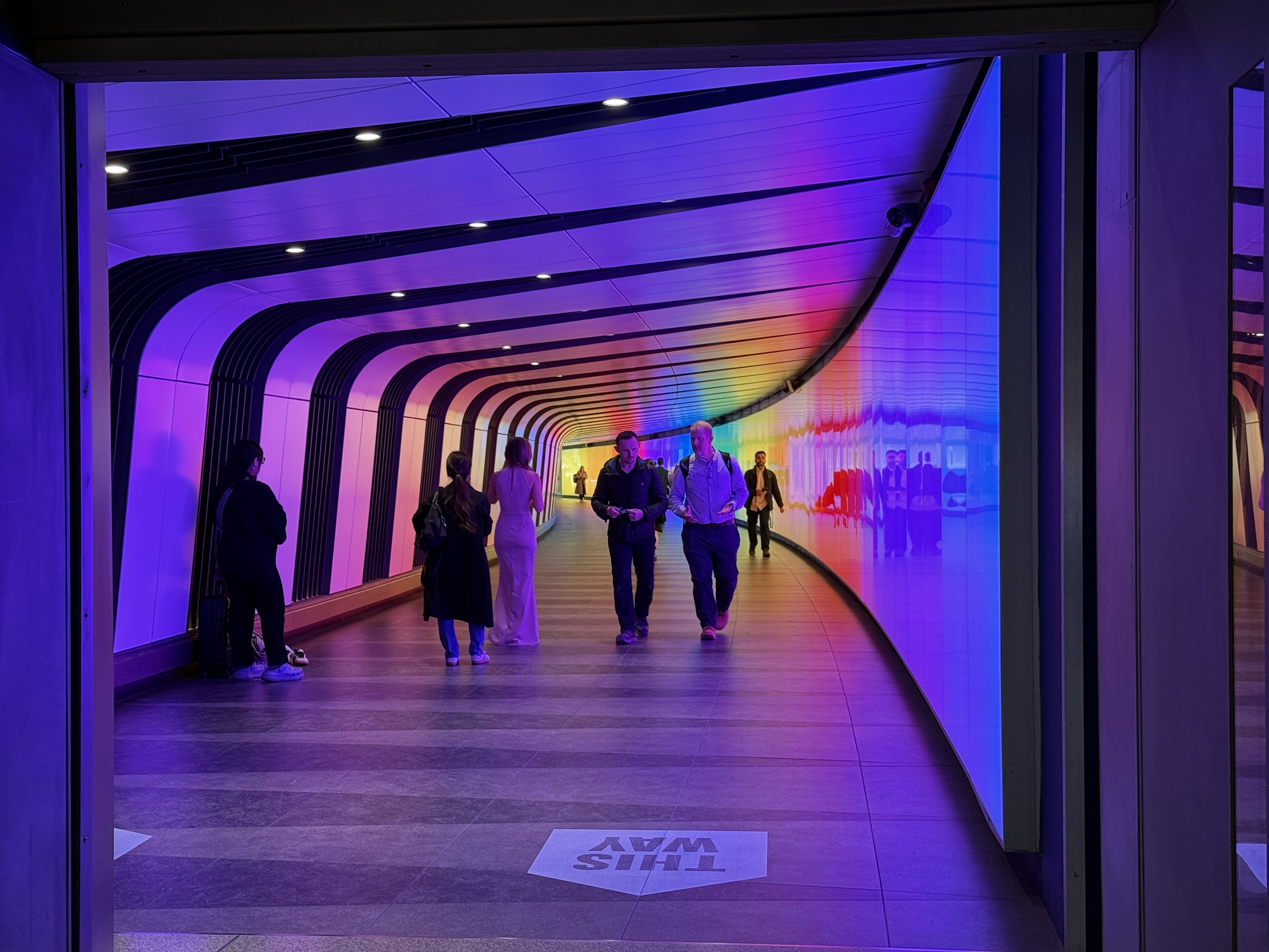 Rainbow tunnel in King's Cross Station