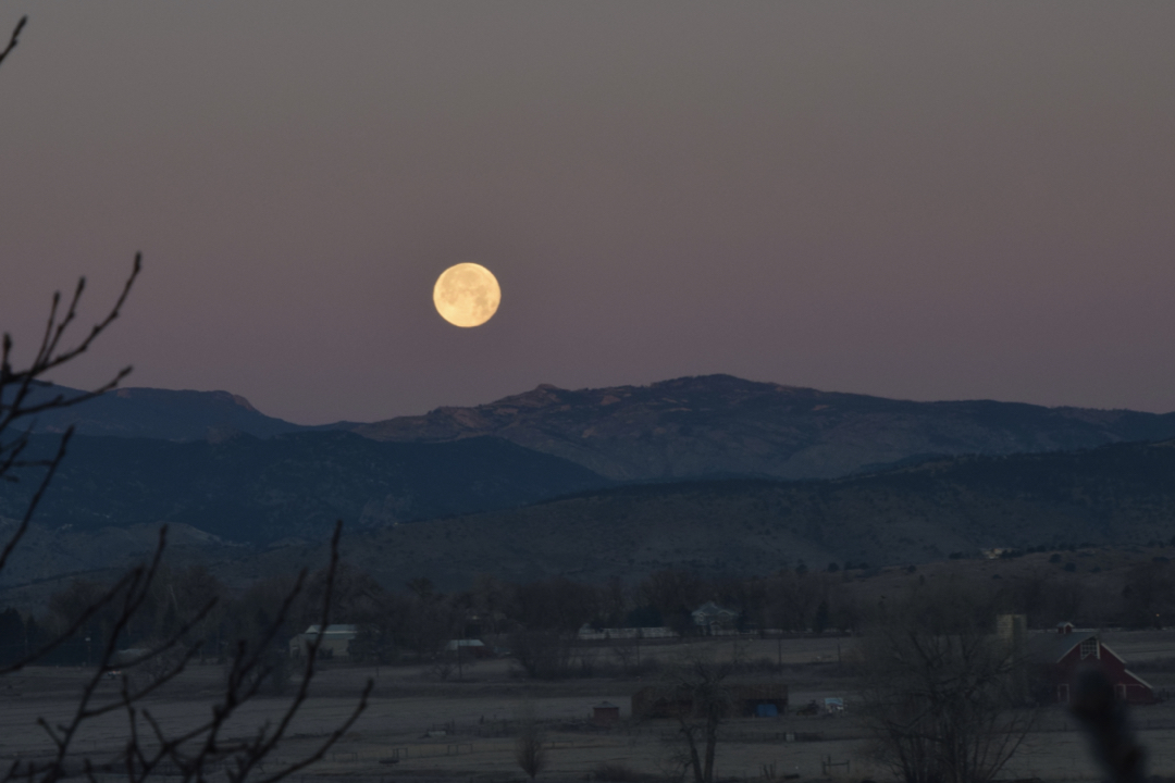 Wolf Moon setting over the Front Range