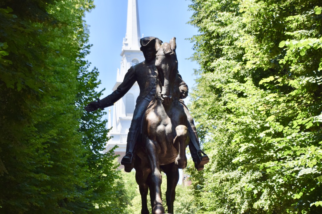 Paul Revere with the North Church, Boston