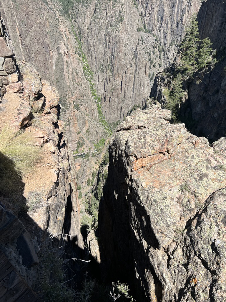 The Gunnison River is far down