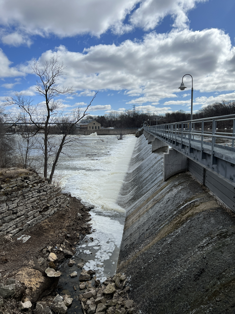 Fox River dam by day