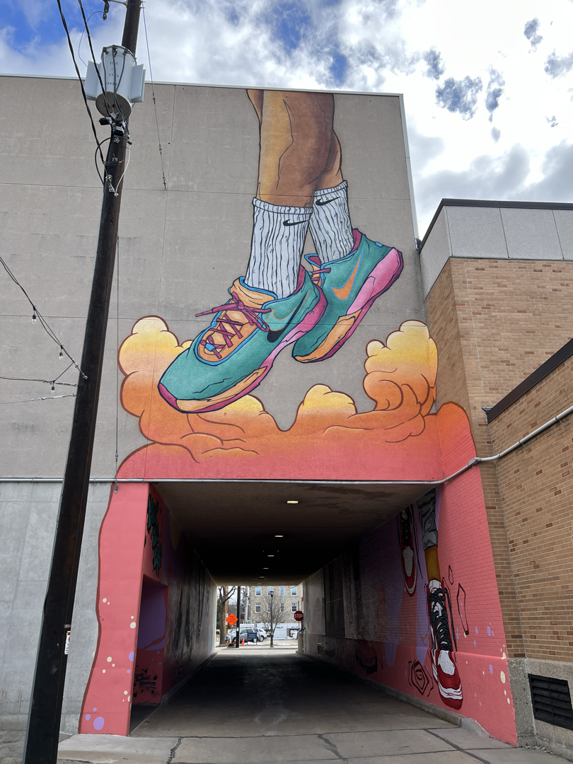 Sneaker mural and tunnel